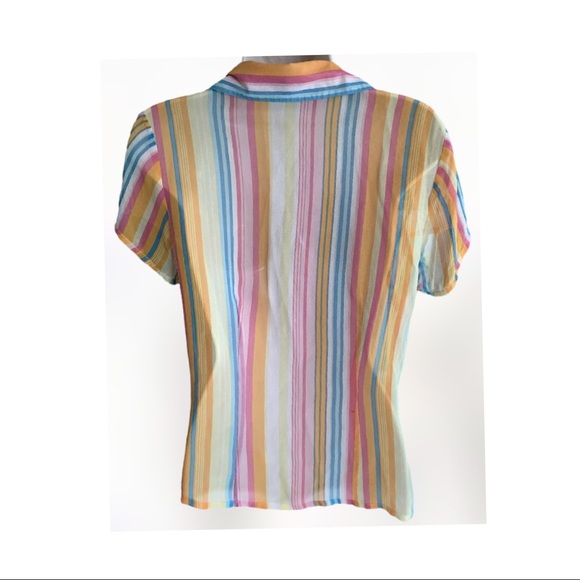 PIANO - Women's semi-transparent vintage blouse size small 100% silk. - Picture 2 of 8